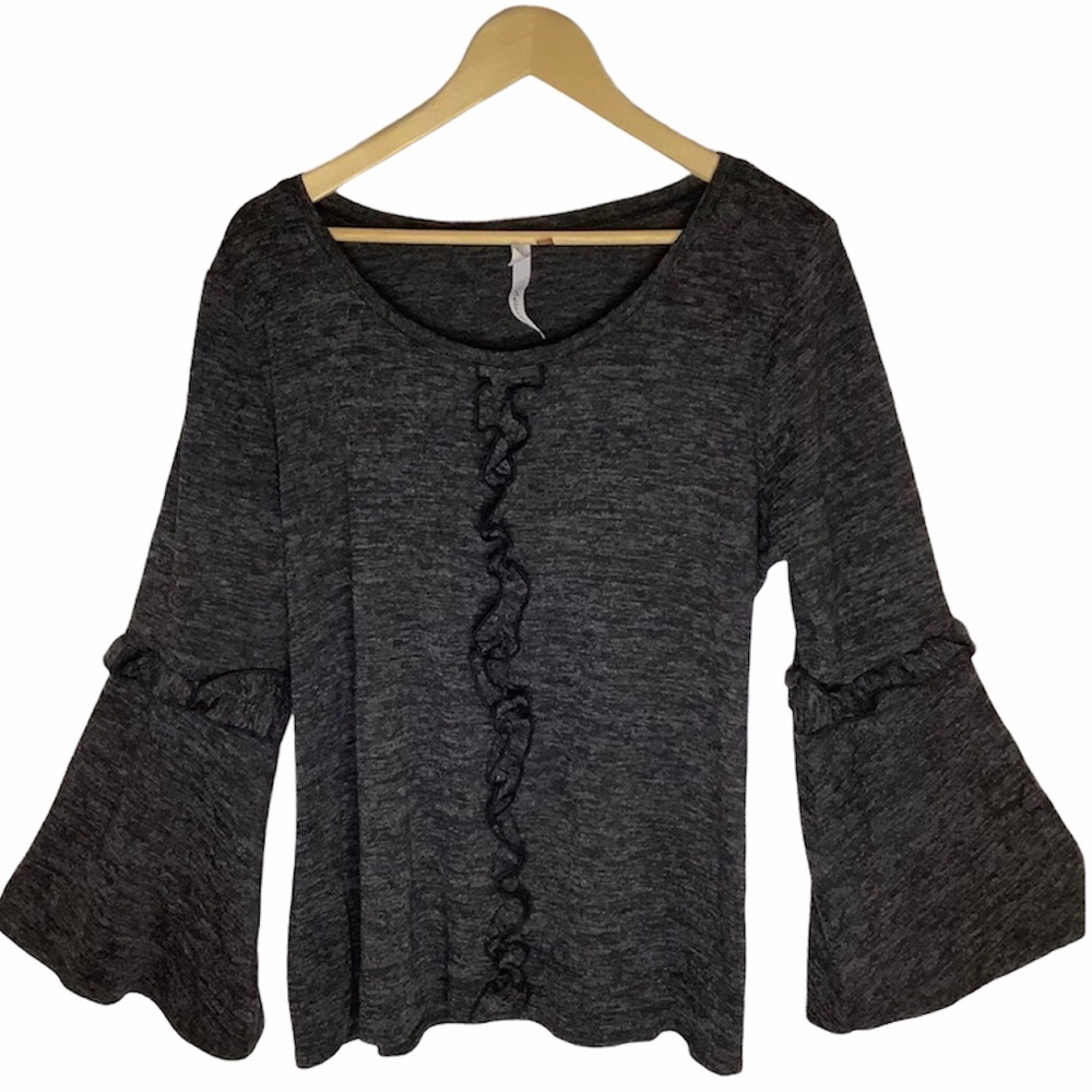 Boho Ruffled Bell Sleeve Top Sz L/XL